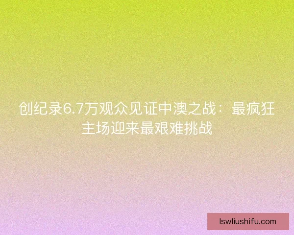 创纪录6.7万观众见证中澳之战:最疯狂主场迎来最艰难挑战 创纪录6.7万观众见证中澳之战:最疯狂主场迎来最艰难挑战