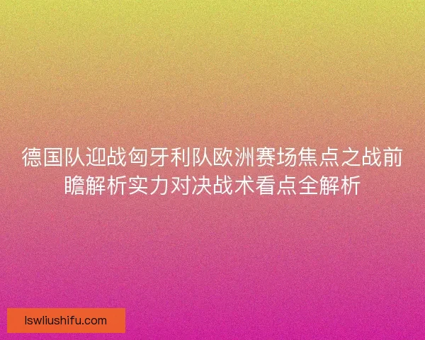 德国队迎战匈牙利队欧洲赛场焦点之战前瞻解析实力对决战术看点全解析