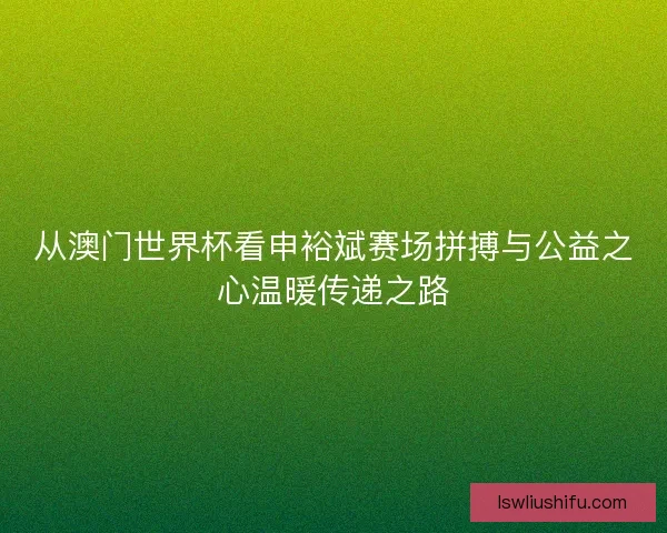 从澳门世界杯看申裕斌赛场拼搏与公益之心温暖传递之路