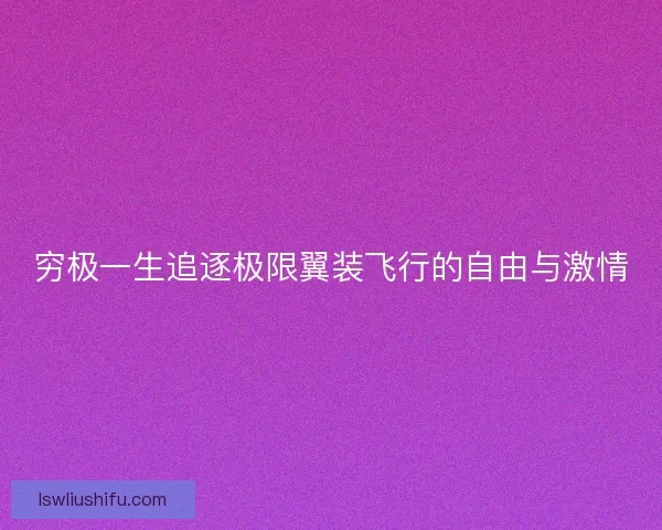 穷极一生追逐极限翼装飞行的自由与激情 穷极一生追逐极限翼装飞行的自由与激情