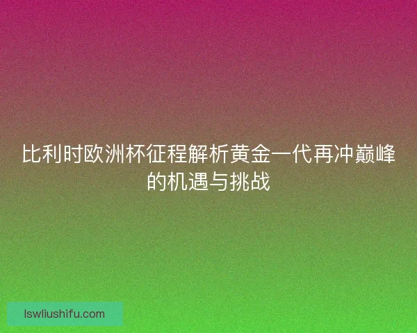 比利时欧洲杯征程解析黄金一代再冲巅峰的机遇与挑战