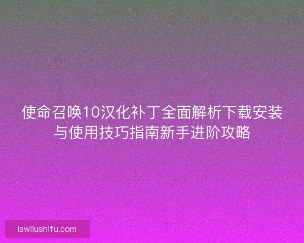 使命召唤10汉化补丁全面解析下载安装与使用技巧指南新手进阶攻略 使命召唤10汉化补丁全面解析下载安装与使用技巧指南新手进阶攻略